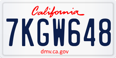 CA license plate 7KGW648