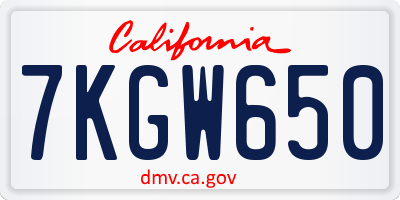 CA license plate 7KGW650