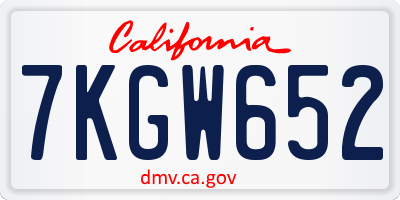 CA license plate 7KGW652