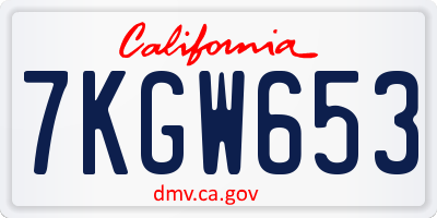 CA license plate 7KGW653
