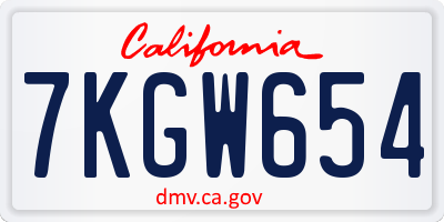 CA license plate 7KGW654