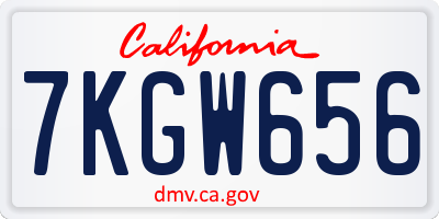 CA license plate 7KGW656