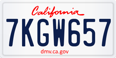 CA license plate 7KGW657