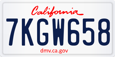 CA license plate 7KGW658