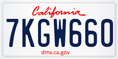 CA license plate 7KGW660