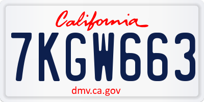 CA license plate 7KGW663