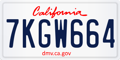 CA license plate 7KGW664