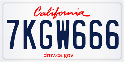 CA license plate 7KGW666