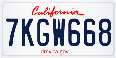 CA license plate 7KGW668