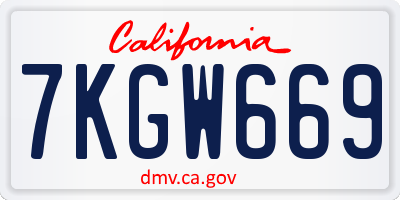 CA license plate 7KGW669