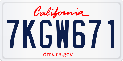 CA license plate 7KGW671
