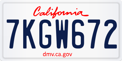 CA license plate 7KGW672