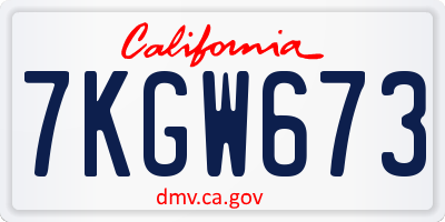 CA license plate 7KGW673