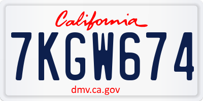 CA license plate 7KGW674