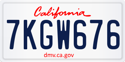 CA license plate 7KGW676