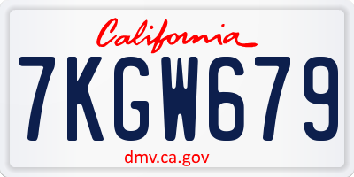 CA license plate 7KGW679