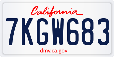 CA license plate 7KGW683