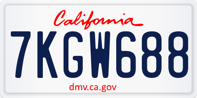 CA license plate 7KGW688