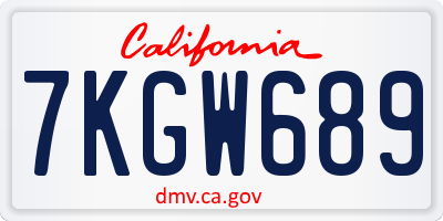 CA license plate 7KGW689