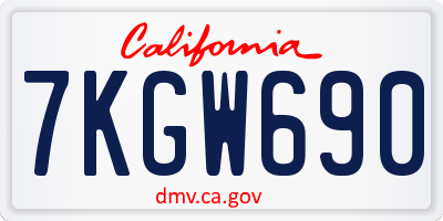 CA license plate 7KGW690
