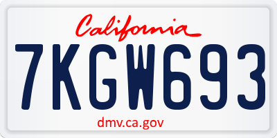 CA license plate 7KGW693