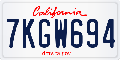 CA license plate 7KGW694