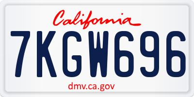 CA license plate 7KGW696