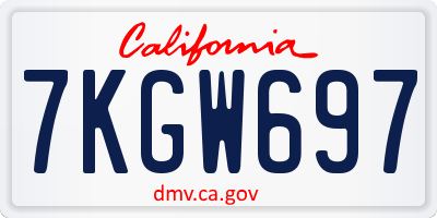 CA license plate 7KGW697