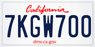 CA license plate 7KGW700