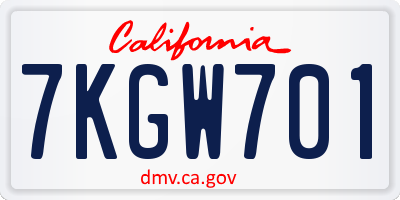 CA license plate 7KGW701