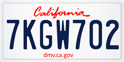 CA license plate 7KGW702