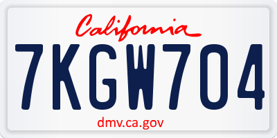 CA license plate 7KGW704