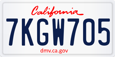 CA license plate 7KGW705