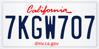 CA license plate 7KGW707