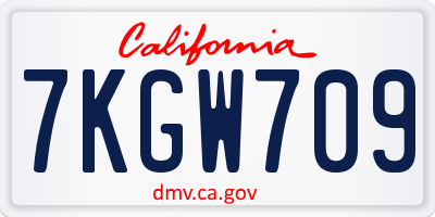 CA license plate 7KGW709
