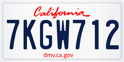 CA license plate 7KGW712