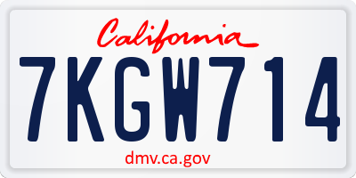 CA license plate 7KGW714