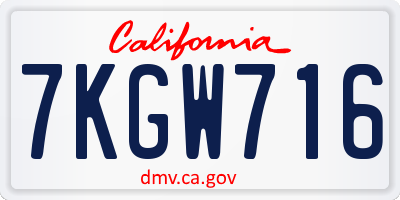 CA license plate 7KGW716