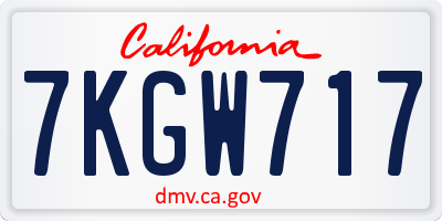 CA license plate 7KGW717