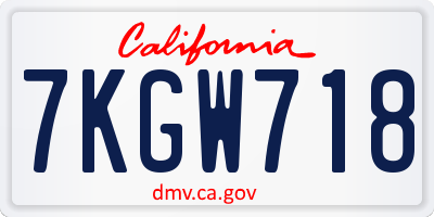 CA license plate 7KGW718
