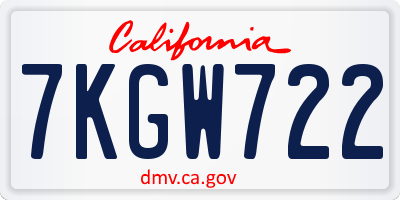 CA license plate 7KGW722
