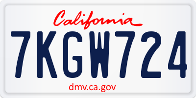 CA license plate 7KGW724