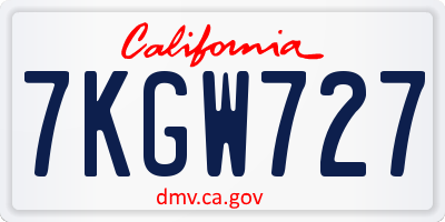CA license plate 7KGW727