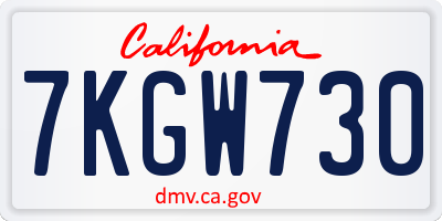 CA license plate 7KGW730