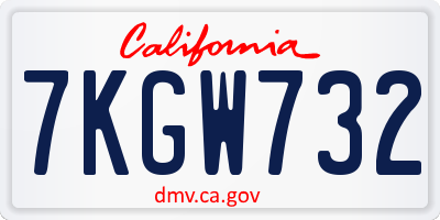 CA license plate 7KGW732