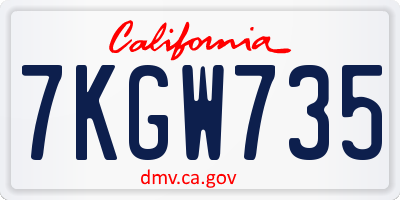CA license plate 7KGW735