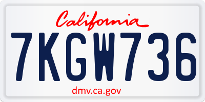 CA license plate 7KGW736