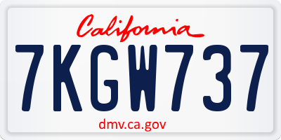 CA license plate 7KGW737