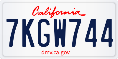CA license plate 7KGW744