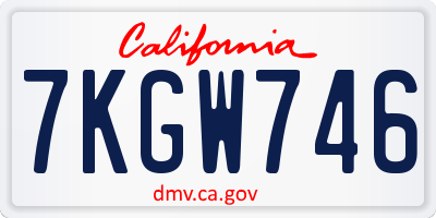 CA license plate 7KGW746